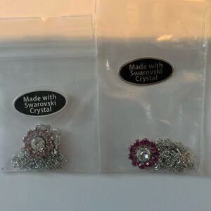 Swarovski crystal pink sapphire diamond floral necklace silver